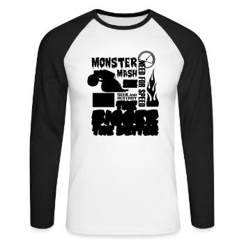Monster truck - T-shirt baseball manches longues Homme - blanc/noir - Devant - Nik (191cm)