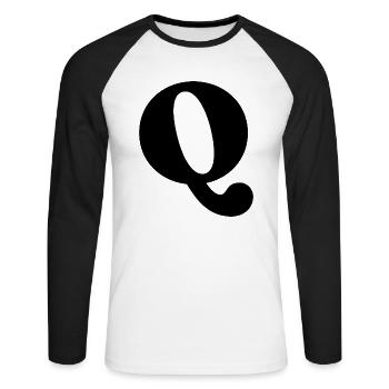 Lettre q - T-shirt baseball manches longues Homme - blanc/noir - Devant - Nik (191cm)