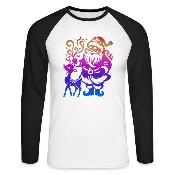 Xmas christmas santa clau naughty holidays winter - Unisex Long Sleeve Baseball T-Shirt - white/black - Front - Nik (191cm)