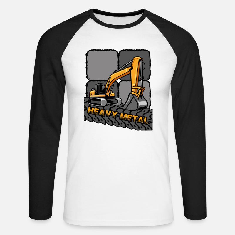 Bagger Baggerführer "Digger" Baggerschaufel - Unisex Baseballshirt langarm - Weiß/Schwarz