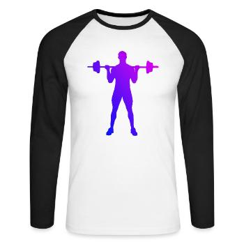 Krafttraining Ausdauertraining Cardio Damen - Unisex Baseballshirt langarm - Weiß/Schwarz - Vorne - Nik (191cm)