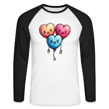 Ballon Herzen auch für Kinder und Geburtstage - Unisex Baseballshirt langarm - Weiß/Schwarz - Vorne - Nik (191cm)