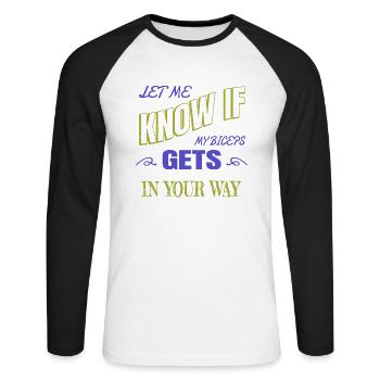 quote joke volleyball sport love churrascada - Unisex Baseballshirt langarm - Weiß/Schwarz - Vorne - Nik (191cm)