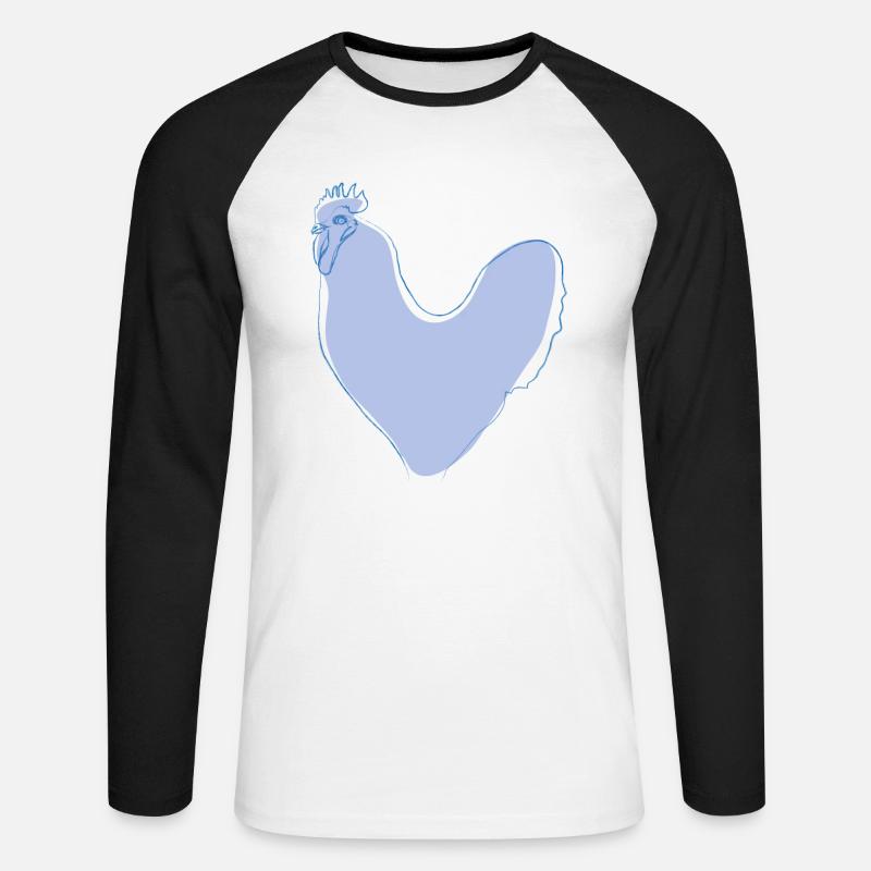 Hahn - Unisex Baseballshirt langarm - Weiß/Schwarz