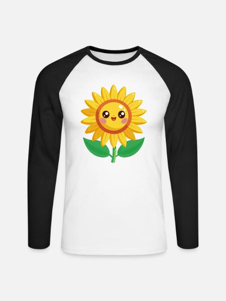 eine fröhliche Sonnenblume - Unisex Baseballshirt langarm - Weiß/Schwarz