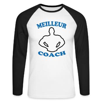 BESTER TRAINER 88 - Unisex Baseballshirt langarm - Weiß/Schwarz - Vorne - Nik (191cm)