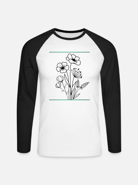 Blumenstrauß - Unisex Baseballshirt langarm - Weiß/Schwarz