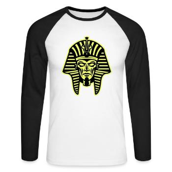 Crâne de pharaon - T-shirt baseball manches longues Homme - blanc/noir - Devant - Nik (191cm)