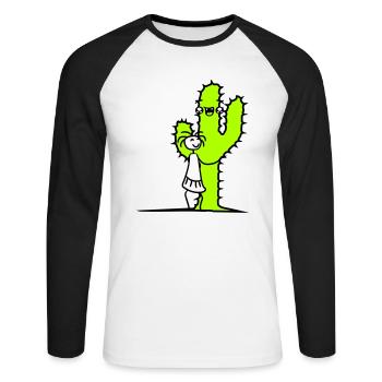 Cactus câlin fille Cactus amour mignon épineux - T-shirt baseball manches longues Homme - blanc/noir - Devant - Nik (191cm)