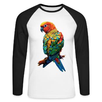 Sittiche - Unisex Baseballshirt langarm - Weiß/Schwarz - Vorne - Nik (191cm)