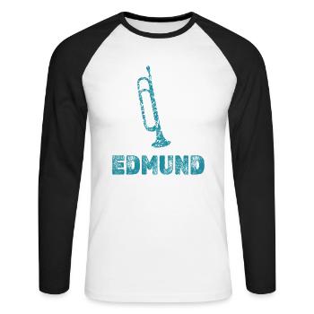 Edmund - T-shirt baseball manches longues Homme - blanc/noir - Devant - Nik (191cm)