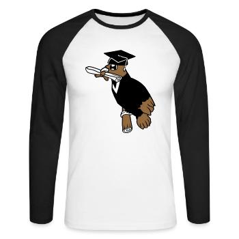 Diplôme d’études secondaires Certificat d’études secondaires Certificat - T-shirt baseball manches longues Homme - blanc/noir - Devant - Nik (191cm)