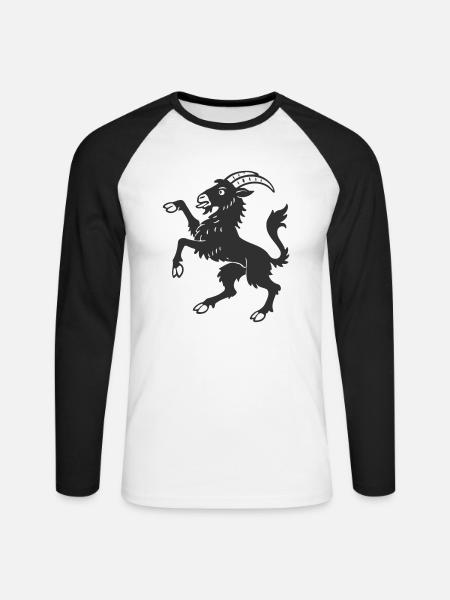 Hälsinge goat - Unisex Long Sleeve Baseball T-Shirt - white/black