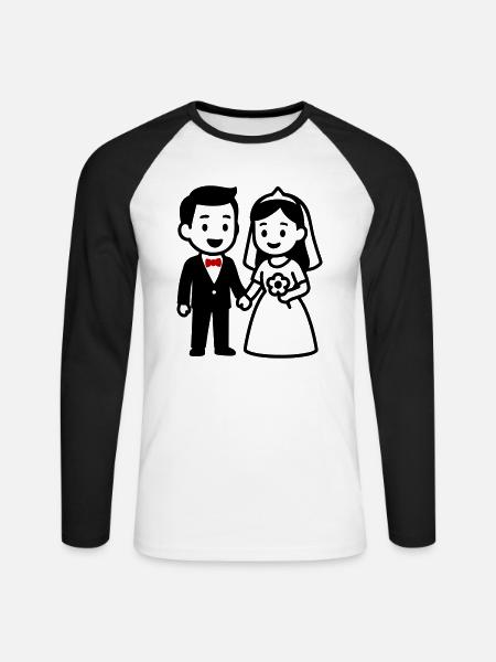 Ehepaar Hochzeit Brautpaar - Unisex Baseballshirt langarm - Weiß/Schwarz