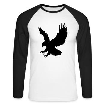 Swooping Jagd Adler - Unisex Baseballshirt langarm - Weiß/Schwarz - Vorne - Nik (191cm)