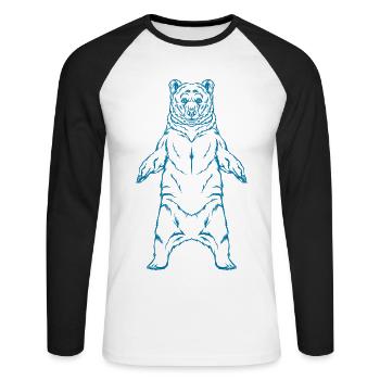 ours brun - T-shirt baseball manches longues Homme - blanc/noir - Devant - Nik (191cm)