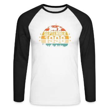 Septembre 1998 Jubilé 1998 Septembre - T-shirt baseball manches longues Homme - blanc/noir - Devant - Nik (191cm)