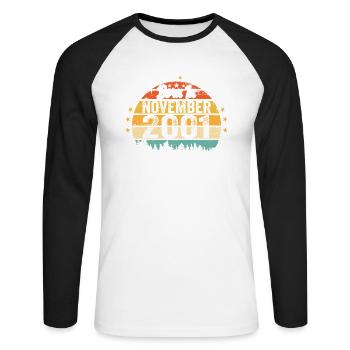 Légendaire depuis novembre 2001 - 2001 - T-shirt baseball manches longues Homme - blanc/noir - Devant - Nik (191cm)