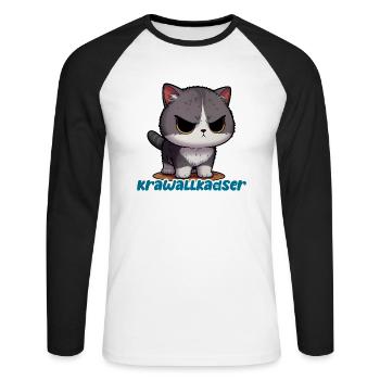 Krawallkadser! Harmlos, witzig, mit Lächelgaratie - Unisex Baseballshirt langarm - Weiß/Schwarz - Vorne - Nik (191cm)