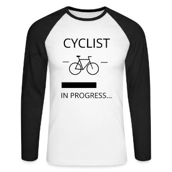 CYCLIST DANS LE PROGRAMME - T-shirt baseball manches longues Homme - blanc/noir - Devant - Nik (191cm)