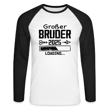 Großer Bruder 2025 - Unisex Baseballshirt langarm - Weiß/Schwarz - Vorne - Nik (191cm)