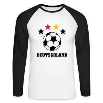 4 Sterne Weltmeister Deutschland 2014 - Unisex Baseballshirt langarm - Weiß/Schwarz - Vorne - Nik (191cm)