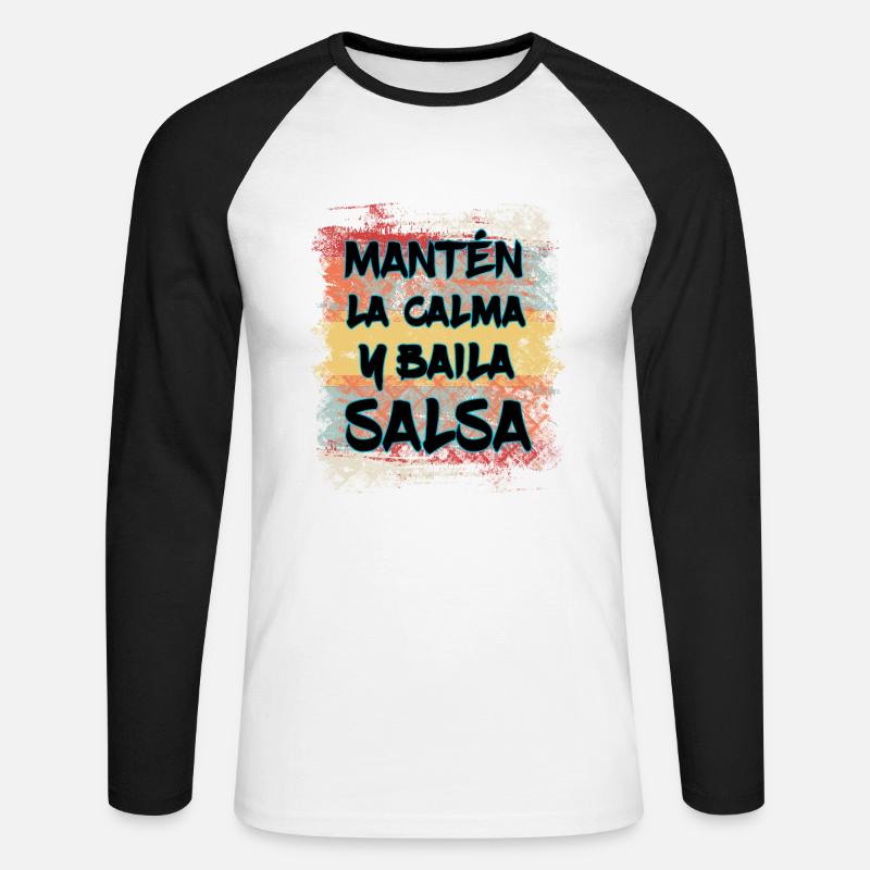 Dance Salsa - Salsa Tanz Geschenk - Unisex Baseballshirt langarm - Weiß/Schwarz