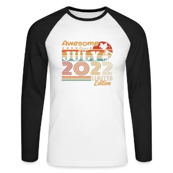 Juli 2022 Juli Geburtstagsgeschenk Juli 2022 - Unisex Baseballshirt langarm - Weiß/Schwarz - Vorne - Nik (191cm)