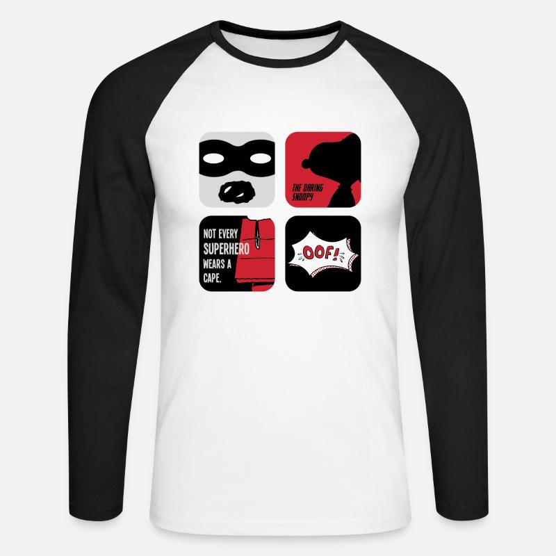 Peanuts Snoopy Superheld - Unisex Baseballshirt langarm - Weiß/Schwarz