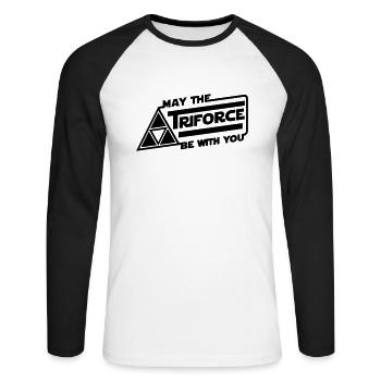 Triforce with you (lettering) - Unisex Long Sleeve Baseball T-Shirt - white/black - Front - Nik (191cm)