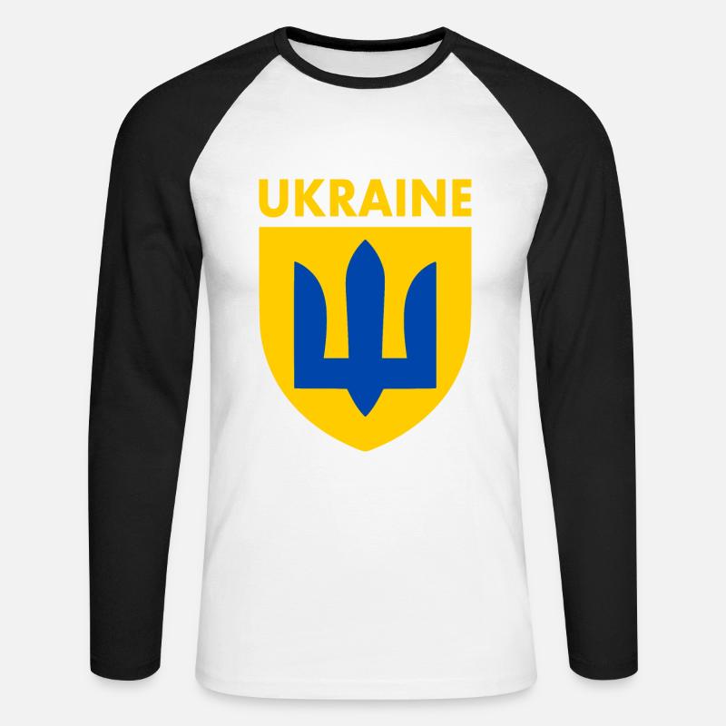 Ucraina - Maglia da baseball a manica lunga da uomo - bianco/nero