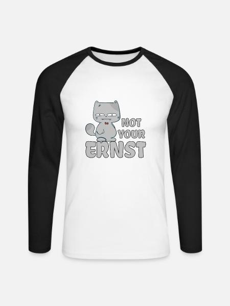 Not Your Ernst Katze - Unisex Baseballshirt langarm - Weiß/Schwarz