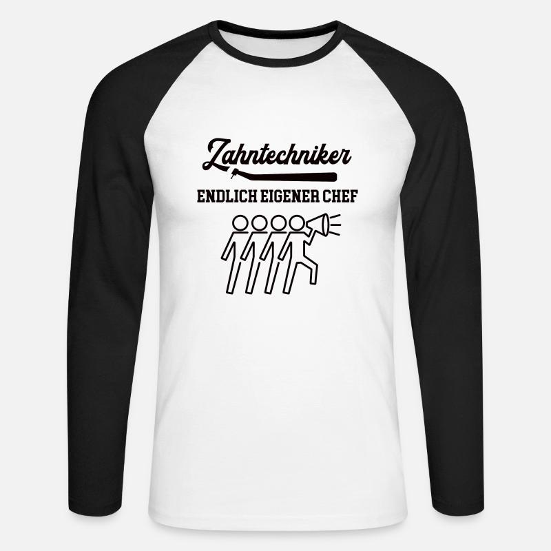 Zahntechniker Chef werden Selbstständig machen - Unisex Baseballshirt langarm - Weiß/Schwarz