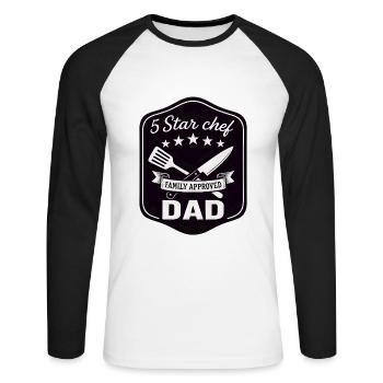 5 Star Chef Dad - Family Chef Design - Unisex Long Sleeve Baseball T-Shirt - white/black - Front - Nik (191cm)