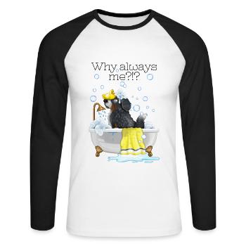 Se baigner avec des bulles de savon pour chien - T-shirt baseball manches longues Homme - blanc/noir - Devant - Nik (191cm)