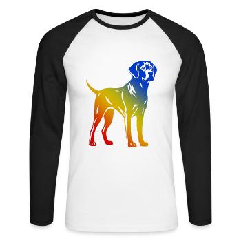 Labrador Hund Bunt - Unisex Baseballshirt langarm - Weiß/Schwarz - Vorne - Nik (191cm)