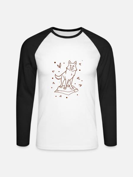 Wolf - Tierfreund - Naturschutz - Unisex Baseballshirt langarm - Weiß/Schwarz