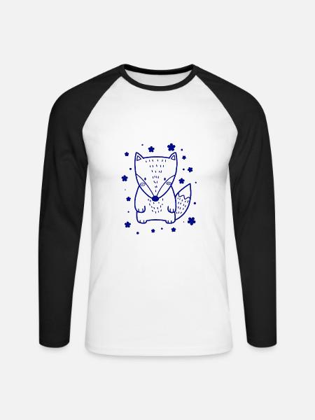 kleiner süßer Fuchs - Unisex Baseballshirt langarm - Weiß/Schwarz