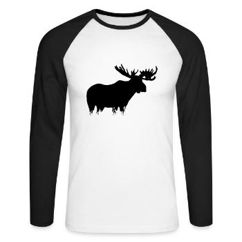 Elch - Moose - Unisex Baseballshirt langarm - Weiß/Schwarz - Vorne - Nik (191cm)