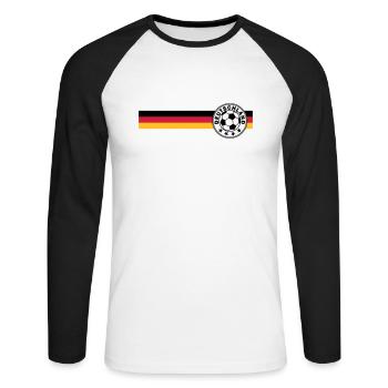 logo Football sur Deutschandfahne - T-shirt baseball manches longues Homme - blanc/noir - Devant - Nik (191cm)