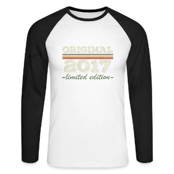 Legend since 2017 Born 2017 Birthday 2017 - Unisex Long Sleeve Baseball T-Shirt - white/black - Front - Nik (191cm)