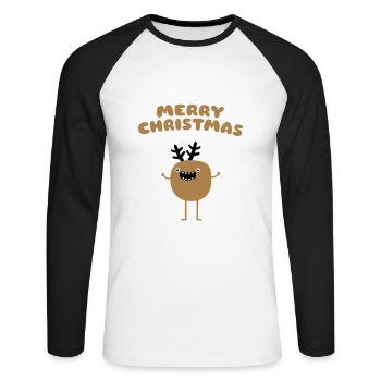 Funny Christmas Reindeer - T-shirt baseball manches longues Homme - blanc/noir - Devant - Nik (191cm)