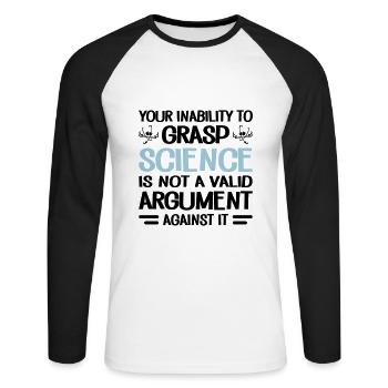 Your Inability To Grasp Science - T-shirt baseball manches longues Homme - blanc/noir - Devant - Nik (191cm)
