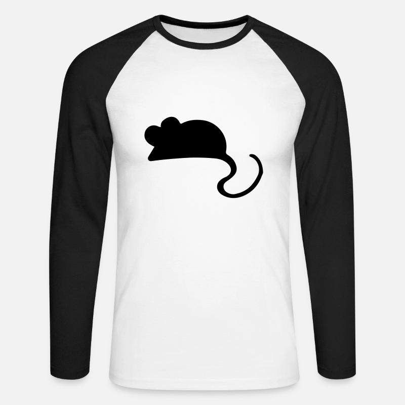 Maus Mäuschen Geschenkidee / mouse - Unisex Baseballshirt langarm - Weiß/Schwarz