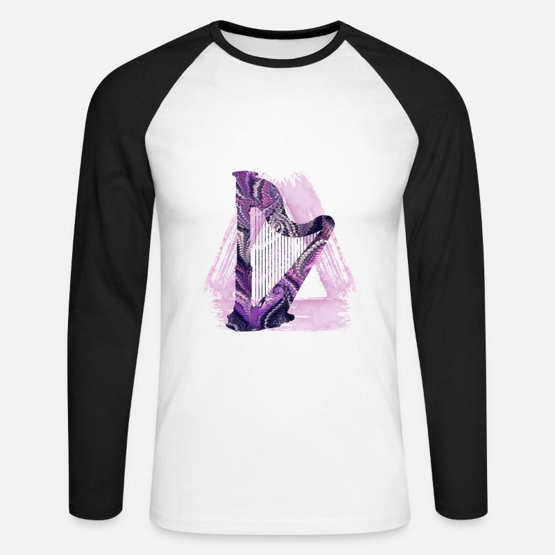 harfe e 75 - Unisex Baseballshirt langarm - Weiß/Schwarz