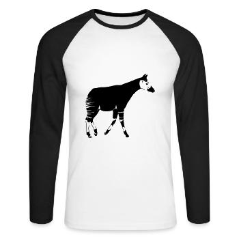 Okapi - Unisex Baseballshirt langarm - Weiß/Schwarz - Vorne - Nik (191cm)