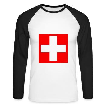 schweiz - Unisex Baseballshirt langarm - Weiß/Schwarz - Vorne - Nik (191cm)