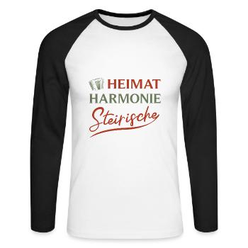 Ziehharmonika Heimat Steirischen Musik - Unisex Baseballshirt langarm - Weiß/Schwarz - Vorne - Nik (191cm)