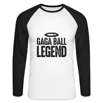 Gaga Ball Légende Dodgeball Gagaball Joueur Gaga - T-shirt baseball manches longues Homme - blanc/noir - Devant - Nik (191cm)