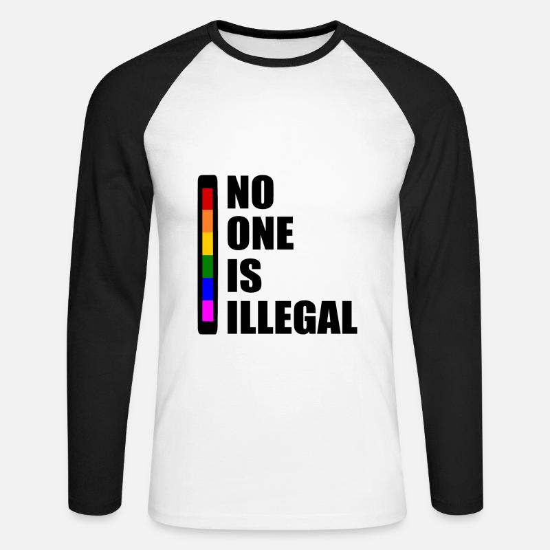 No one is illegal - Unisex Baseballshirt langarm - Weiß/Schwarz